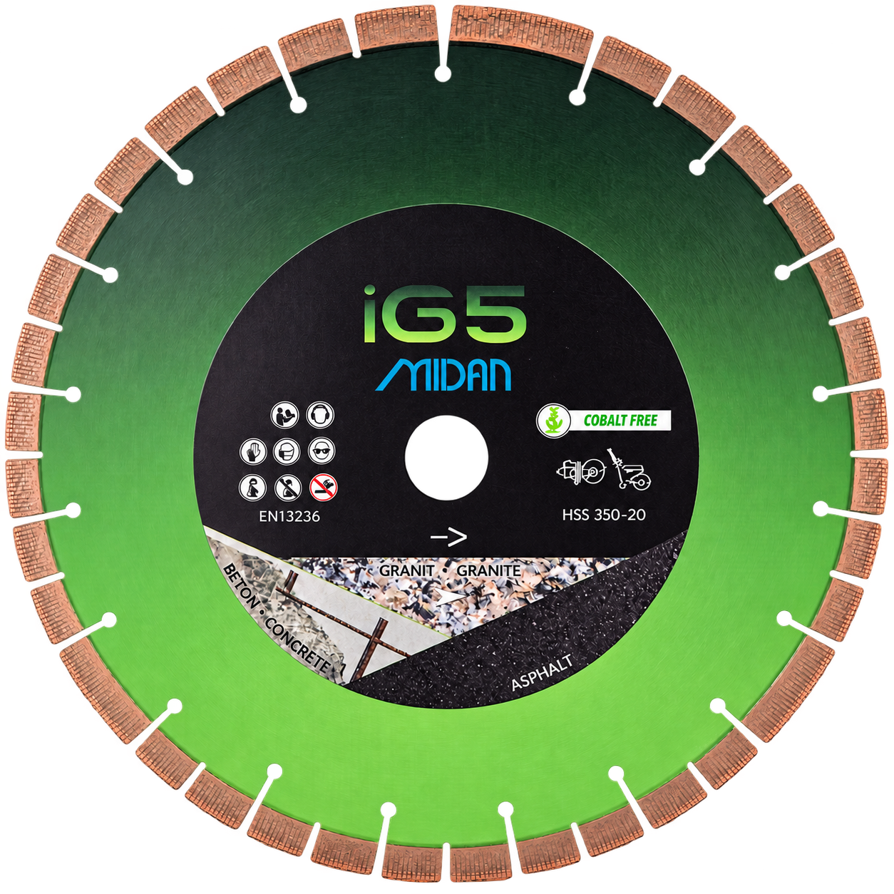 Tarcza diamentowa iG5 HSS 350 z nowym logo MIDAN